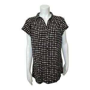 Charter Club Black and White Polka Dot Blouse Size XL